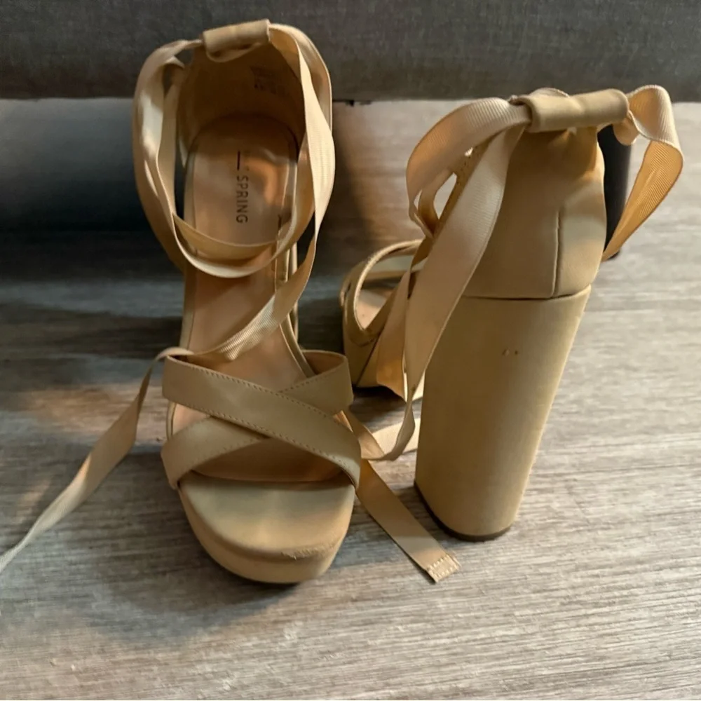 Nude Tie Up Platform Heels
